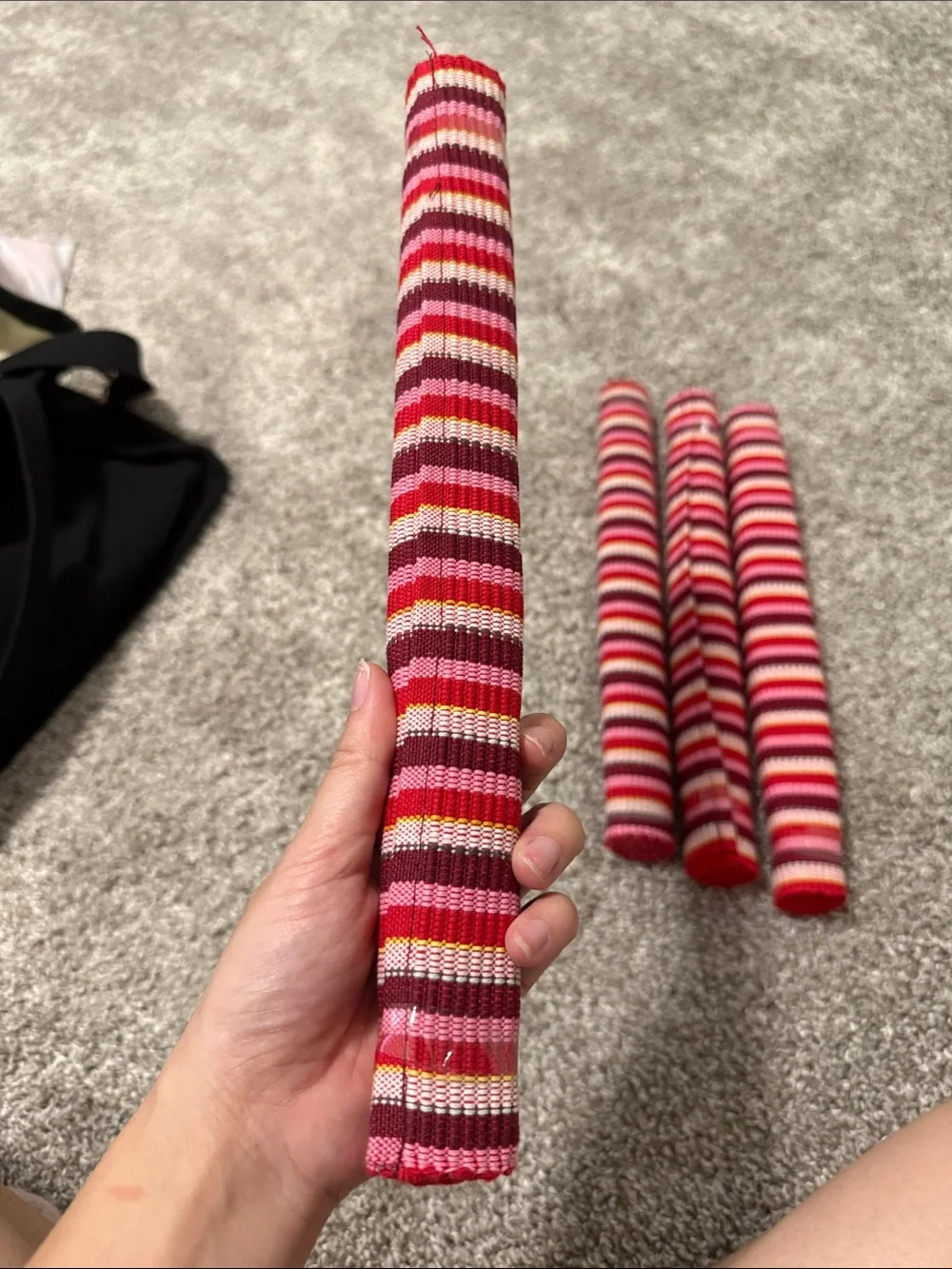 Striped Pink Red placemats Set of 4